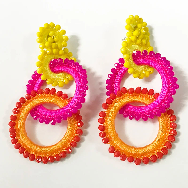 Bohemia Style Long Beaded Silk Earrings