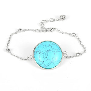 Women Moonstone Turquoises Charm Bracelet BOHO Jewelry