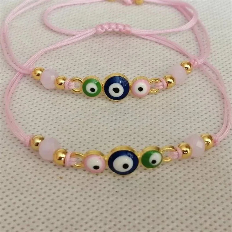 Punk Colorful Glass Evil Eyes Bracelet - Adjustable Women's Jewelry