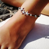 Bohemia Sea Stars Beads Leather Rope Anklet