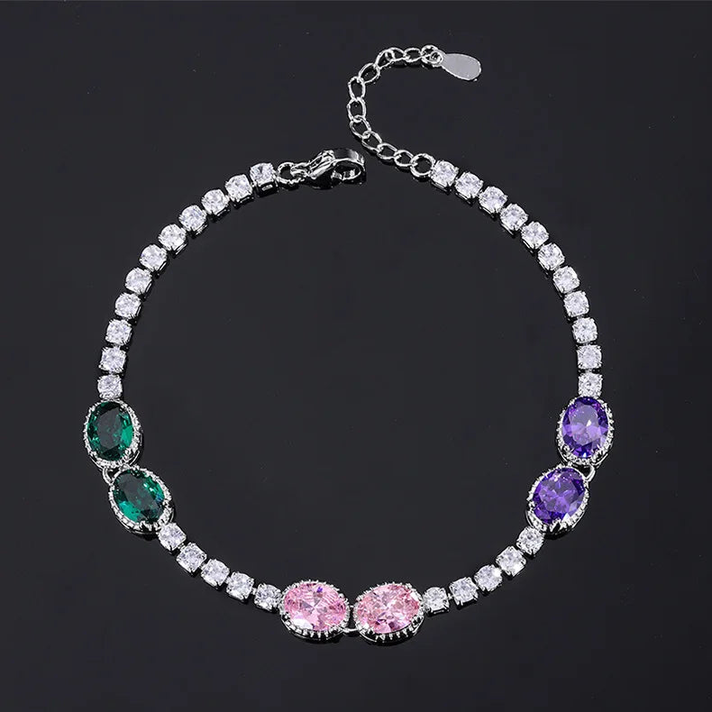 925 Silver Amethyst Gemstone Tennis Bracelet