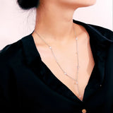 Y Shape Long Necklaces With Round Cz Tear Drop Charm
