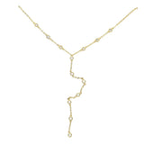 Y Shape Long Necklaces With Round Cz Tear Drop Charm