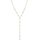 Y Shape Long Necklaces With Round Cz Tear Drop Charm