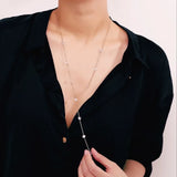 Y Shape Long Necklaces With Round Cz Tear Drop Charm