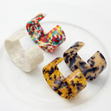 Bohemian Leopard Resin Open Cuff Bracelets
