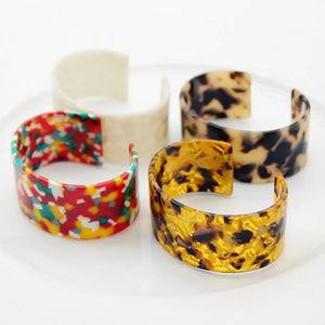 Bohemian Leopard Resin Open Cuff Bracelets