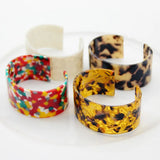 Bohemian Leopard Resin Open Cuff Bracelets