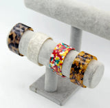 Bohemian Leopard Resin Open Cuff Bracelets