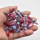 Glass Pillar Point Charm Pendants for Jewelry Making