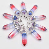 Glass Pillar Point Charm Pendants for Jewelry Making