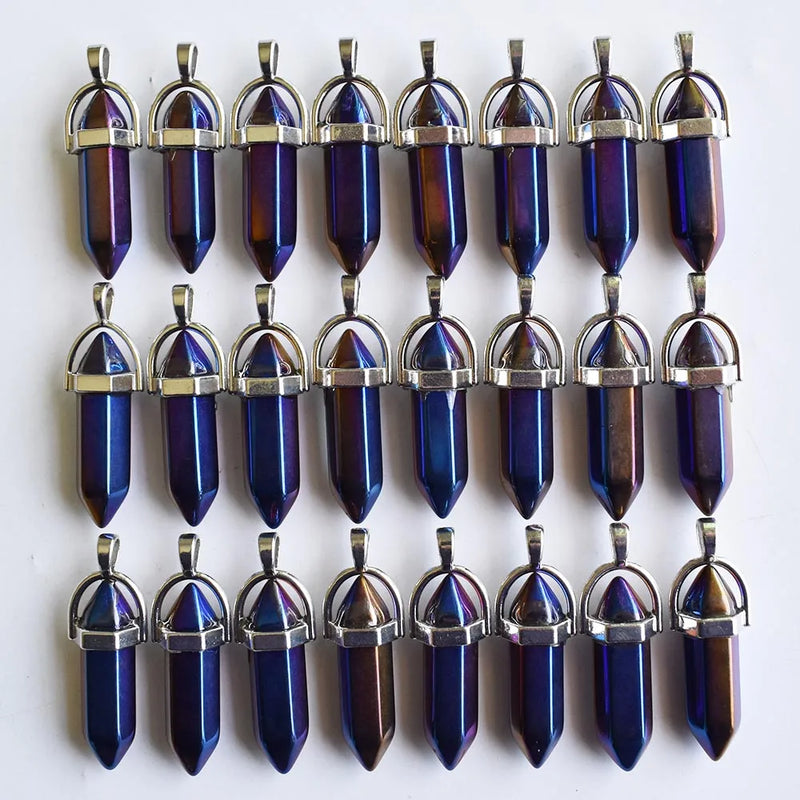 Natural Stone Pillar Point Pendulum Healing Pendants 24pcs