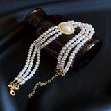 Elegant Clavicle Led Multilayer Pearl Necklace Women Jewelry