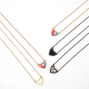 Heart Shaped Druzy Necklace Women Pendant