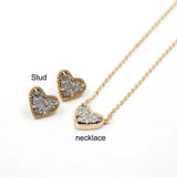 Heart Shaped Druzy Necklace Women Pendant