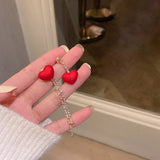 Red Heart Tassel Earrings with Zircon Sale