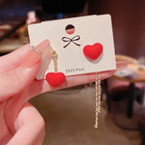 Red Heart Tassel Earrings with Zircon Sale