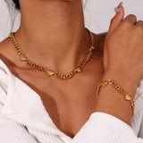 Dubai 18K Plated SS Cuban Chain Necklace CZ Star Charm Set
