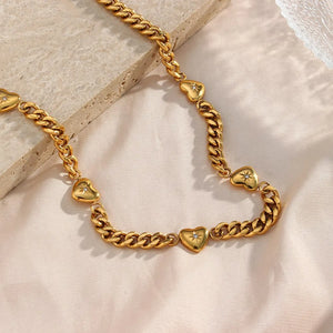 Dubai 18K Plated SS Cuban Chain Necklace CZ Star Charm Set