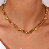 Dubai 18K Plated SS Cuban Chain Necklace CZ Star Charm Set