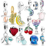 925 Silver Parrot Chameleon Charm Bead Pendant Women Jewelry DIY