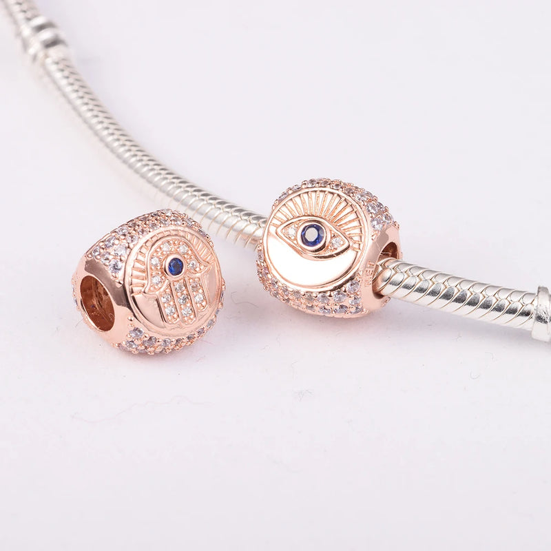 925 Silver Hamsa & All-seeing Eye Charm Beads for Jewelry Making