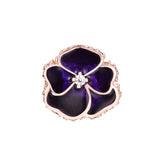 925 Sterling Silver Deep Purple Pansy Flower Charm Bead