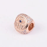 925 Sterling Silver Hamsa, Eye & Feather Charm Beads for Jewelry Making