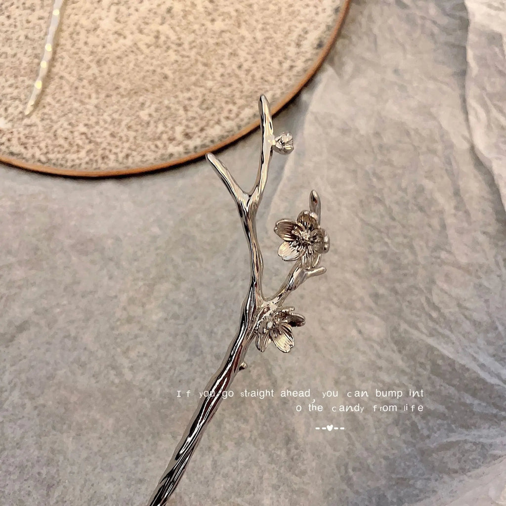 Flower Fan Green Stone Tassel Hairpin Vintage Headwear