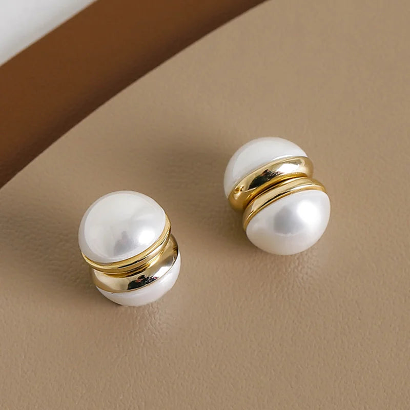 French Baroque Pearl Ear clip Magnet Earrings