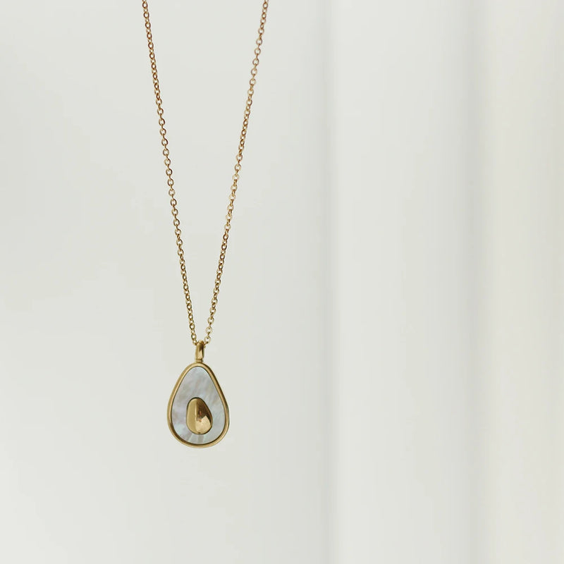French Shell Avocado Fruit Necklace Clavicle Chain Titanium