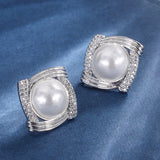 Freshwater Pearls Square Earrings Retro Women's Charms Jewelry