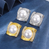 Freshwater Pearls Square Earrings Retro Women's Charms Jewelry