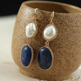 Freshwater Pearl Lapis Lazuli Pendant Earrings Thanksgiving Jewelry
