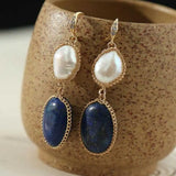 Freshwater Pearl Lapis Lazuli Pendant Earrings Thanksgiving Jewelry