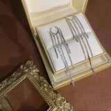 Diamond Peach Heart Tassel Earrings Party Jewelry