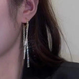 Diamond Peach Heart Tassel Earrings Party Jewelry