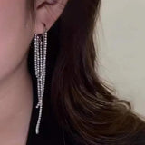 Diamond Peach Heart Tassel Earrings Party Jewelry
