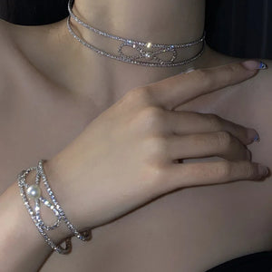 Shining Crystal Punk Choker Necklaces