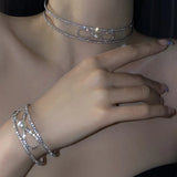 Shining Crystal Punk Choker Necklaces