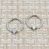 G23 Titanium Nose Ring with Zircon and Opal Inlay