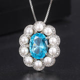 Pink Sapphire Pendant Necklace Pearl Vintage Gift