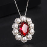 Pink Sapphire Pendant Necklace Pearl Vintage Gift