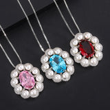 Pink Sapphire Pendant Necklace Pearl Vintage Gift