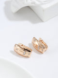 Leaf Embossed Zircon Square Earrings for Women Golden Couple Charm Jewelry