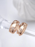 Leaf Embossed Zircon Square Earrings for Women Golden Couple Charm Jewelry