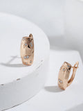 Leaf Embossed Zircon Square Earrings for Women Golden Couple Charm Jewelry
