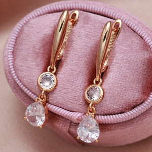 Geometric Zircon Dangle Earrings 585 European Piercing Jewelry