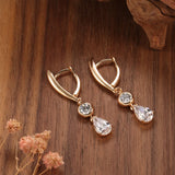 Geometric Zircon Dangle Earrings 585 European Piercing Jewelry