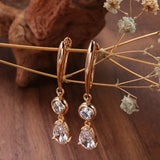 Geometric Zircon Dangle Earrings 585 European Piercing Jewelry